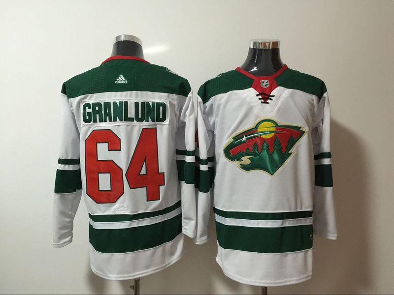 Men Minnesota Wild #64 Granlund White Hockey Stitched Adidas NHL Jerseys